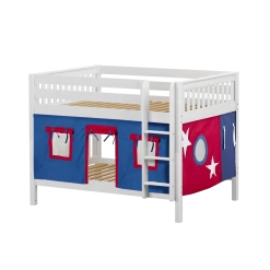 Maxtrix Full Low Bunk Bed With Straight Ladder + Curtain -Kid Furniture SLURP21 WS c8bb4b13 cd0a 49df b4ff f486c48100b1