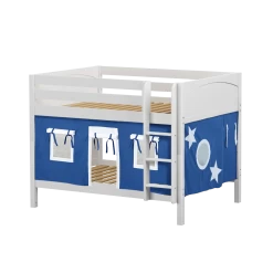 Maxtrix Full Low Bunk Bed With Straight Ladder + Curtain -Kid Furniture SLURP22 WP cbad7324 522e 44eb ad69 1b6f97f85c65