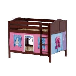 Maxtrix Full Low Bunk Bed With Straight Ladder + Curtain -Kid Furniture SLURP28 CC 74437bc3 5383 490f bc72 e34d3765c548