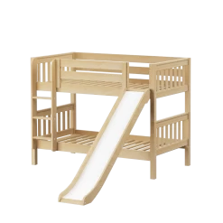 Maxtrix Twin Low Bunk Bed With Slide -Kid Furniture SMILE NS