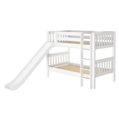Maxtrix Twin Low Bunk Bed With Slide -Kid Furniture SMILE WS
