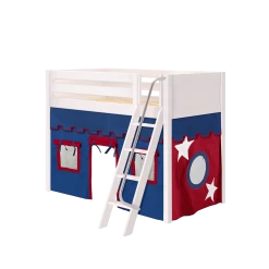 Maxtrix Twin Mid Loft Bed With Angled Ladder + Curtain -Kid Furniture SNAP21 WP