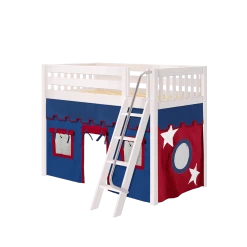 Maxtrix Twin Mid Loft Bed With Angled Ladder + Curtain -Kid Furniture SNAP21 WS