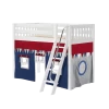 Maxtrix Twin Mid Loft Bed With Angled Ladder + Curtain -Kid Furniture SNAP44 WS