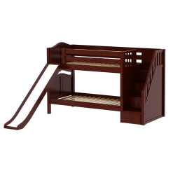 Maxtrix Twin Low Bunk Bed With Stairs + Slide -Kid Furniture SNIGGLE CC