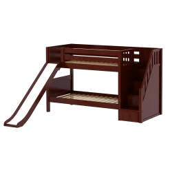 Maxtrix Twin Low Bunk Bed With Stairs + Slide -Kid Furniture SNIGGLE CP