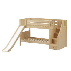 Maxtrix Twin Low Bunk Bed With Stairs + Slide -Kid Furniture SNIGGLE NP