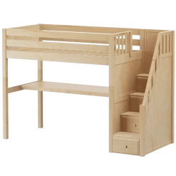 Maxtrix Twin High Loft Bed With Stairs + Desk -Kid Furniture STAR11 NP 67661637 a674 437f 90d0 0494f0335b15
