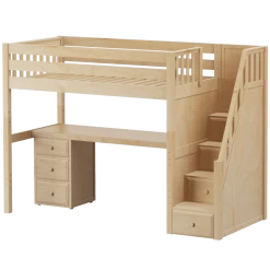 Maxtrix Twin High Loft Bed With Stairs + Desk -Kid Furniture STAR12 NS cef81de8 d576 4766 a991 4c1c00e49245