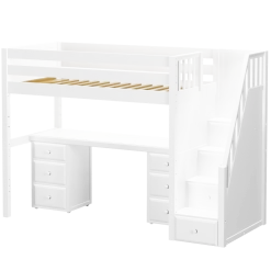 Maxtrix Twin High Loft Bed With Stairs + Desk -Kid Furniture STAR12 WP 7d3dc832 6a98 4da2 801f 0ec79bbb7515