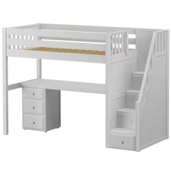 Maxtrix Twin High Loft Bed With Stairs + Desk -Kid Furniture STAR12 WS ef152e4f 39c9 4e49 bd53 1b7f771c39e4