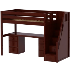 Maxtrix Twin High Loft Bed With Stairs + Desk -Kid Furniture STAR13 CP 1279acfa 98ec 4edb a91f 476573acfa01