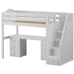 Maxtrix Twin High Loft Bed With Stairs + Desk -Kid Furniture STAR13 WC dfa354a9 5cf5 4aee a04d 3f62cacfa9ce