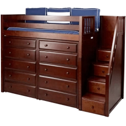 Maxtrix Twin High Loft Bed With Stairs + Storage -Kid Furniture STAR3 CP