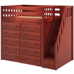 Maxtrix Twin High Loft Bed With Stairs + Storage -Kid Furniture STAR3 CS