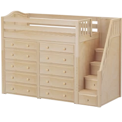 Maxtrix Twin High Loft Bed With Stairs + Storage -Kid Furniture STAR3 NC