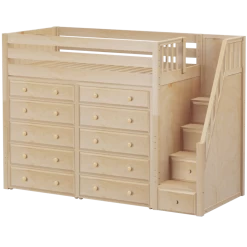 Maxtrix Twin High Loft Bed With Stairs + Storage -Kid Furniture STAR3 NP