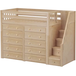 Maxtrix Twin High Loft Bed With Stairs + Storage -Kid Furniture STAR3 NS