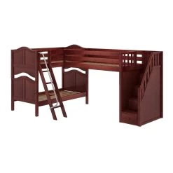 Maxtrix Twin Medium Corner Loft Bunk Bed With Ladder + Stairs - R -Kid Furniture TERTIARY CC