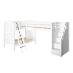 Maxtrix Twin Medium Corner Loft Bunk Bed With Ladder + Stairs - R -Kid Furniture TERTIARY WC
