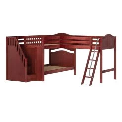 Maxtrix Full Medium Corner Loft Bunk Bed With Ladder + Stairs - L -Kid Furniture TRIANGLE CC