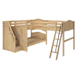 Maxtrix Full Medium Corner Loft Bunk Bed With Ladder + Stairs - L -Kid Furniture TRIANGLE NC
