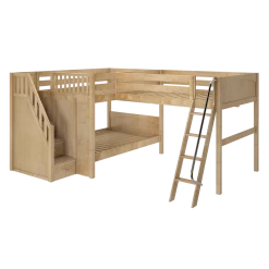 Maxtrix Full Medium Corner Loft Bunk Bed With Ladder + Stairs - L -Kid Furniture TRIANGLE NP