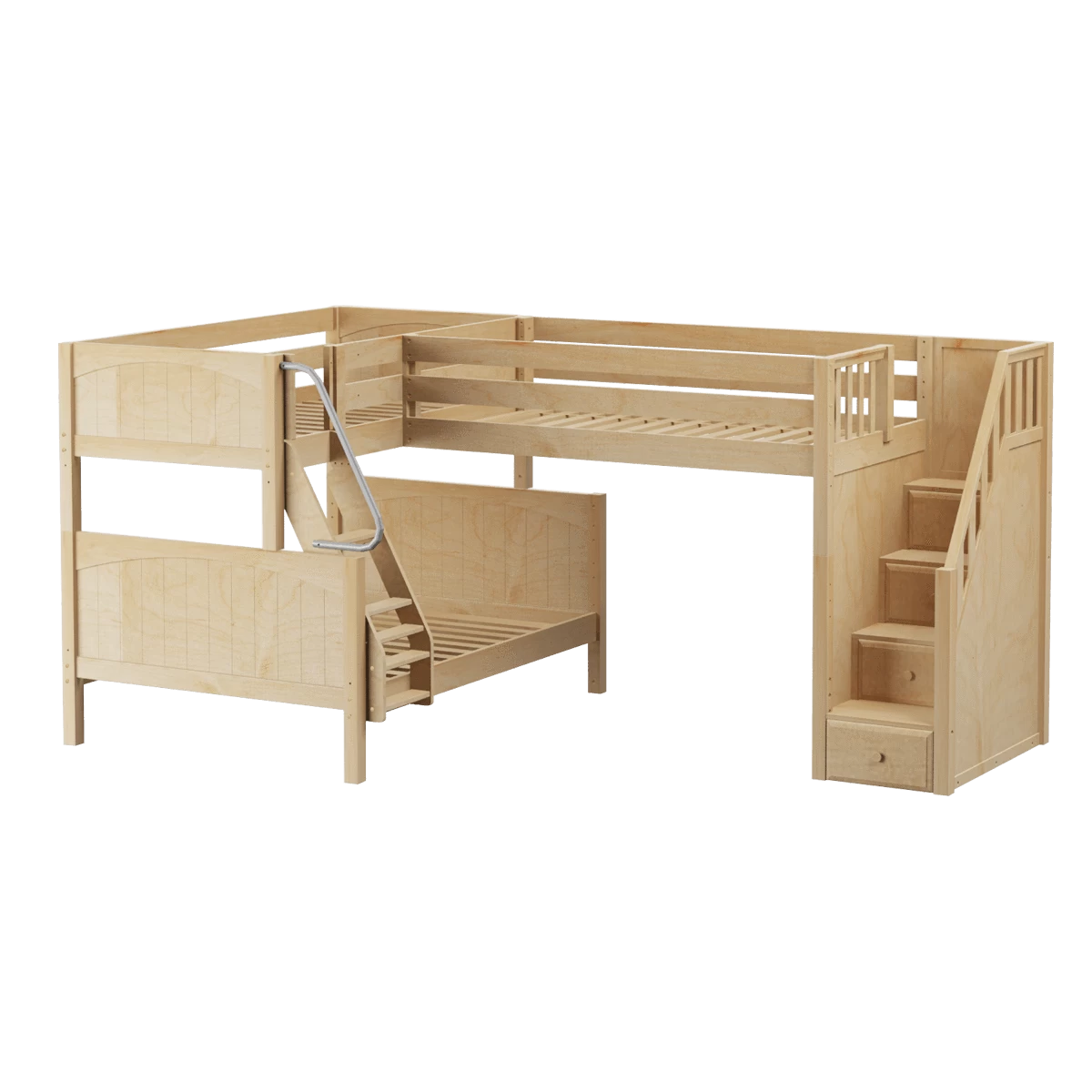 Maxtrix Medium Twin Over Full Corner Loft Bunk Bed With Ladder + Stairs (Right) 6 Maxtrix Medium Twin Over Full Corner Loft Bunk Bed With Ladder + Stairs (Right) - Image 4
