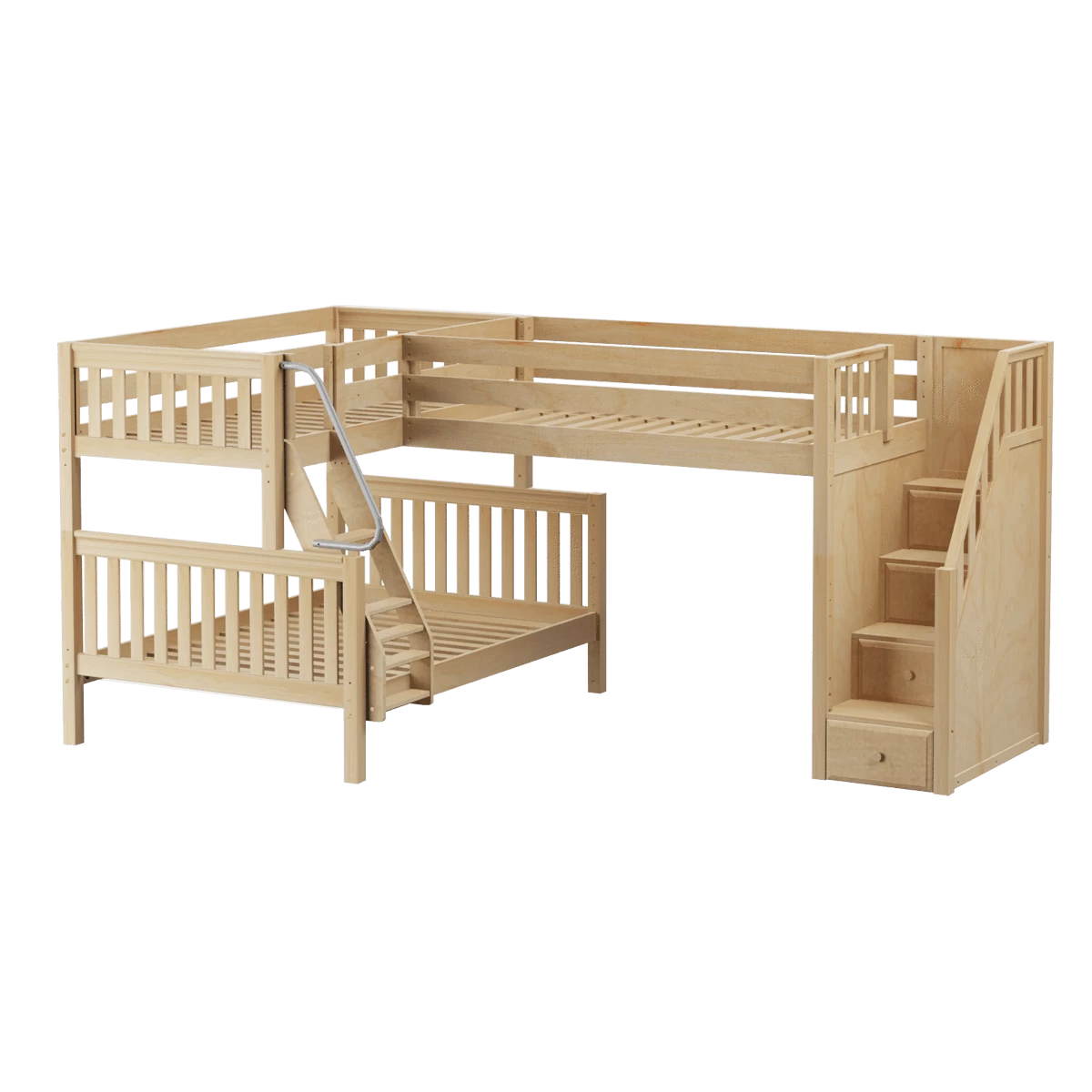 Maxtrix Medium Twin Over Full Corner Loft Bunk Bed With Ladder + Stairs (Right) 3 Maxtrix Medium Twin Over Full Corner Loft Bunk Bed With Ladder + Stairs (Right)