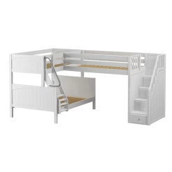 Maxtrix Medium Twin Over Full Corner Loft Bunk Bed With Ladder + Stairs (Right) 9 Maxtrix Medium Twin Over Full Corner Loft Bunk Bed With Ladder + Stairs (Right) -Kid Furniture TRIOLOGY WP