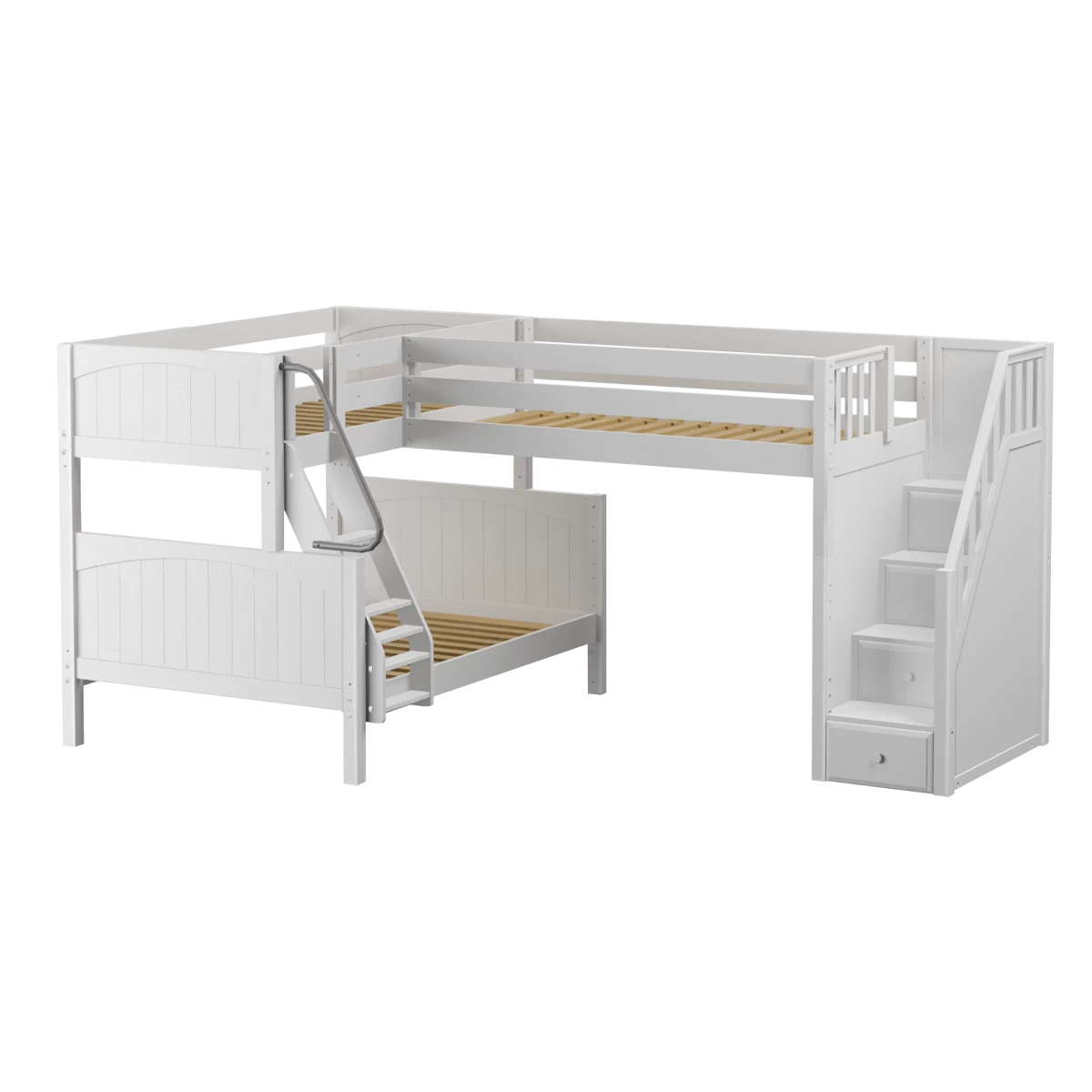 Maxtrix Medium Twin Over Full Corner Loft Bunk Bed With Ladder + Stairs (Right) 5 Maxtrix Medium Twin Over Full Corner Loft Bunk Bed With Ladder + Stairs (Right) - Image 3