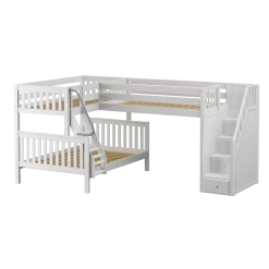 Maxtrix Medium Twin Over Full Corner Loft Bunk Bed With Ladder + Stairs (Right) 8 Maxtrix Medium Twin Over Full Corner Loft Bunk Bed With Ladder + Stairs (Right) -Kid Furniture TRIOLOGY WS