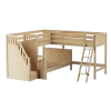 Maxtrix Medium Twin Over Full Corner Loft Bunk Bed With Ladder + Stairs (Left) 1 Maxtrix Medium Twin Over Full Corner Loft Bunk Bed With Ladder + Stairs (Left) -Kid Furniture TRIUNITY NP