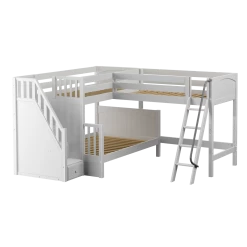Maxtrix Medium Twin Over Full Corner Loft Bunk Bed With Ladder + Stairs (Left) 10 Maxtrix Medium Twin Over Full Corner Loft Bunk Bed With Ladder + Stairs (Left) -Kid Furniture TRIUNITY WP
