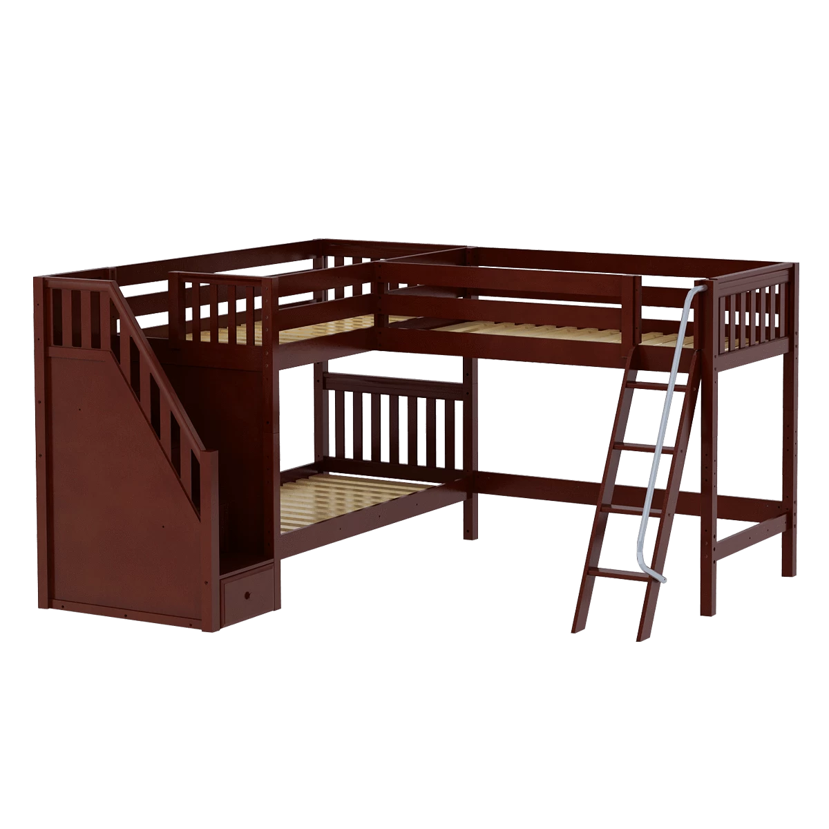 Maxtrix Twin Medium Corner Loft Bunk Bed With Ladder + Stairs - L 6 Maxtrix Twin Medium Corner Loft Bunk Bed With Ladder + Stairs - L - Image 4