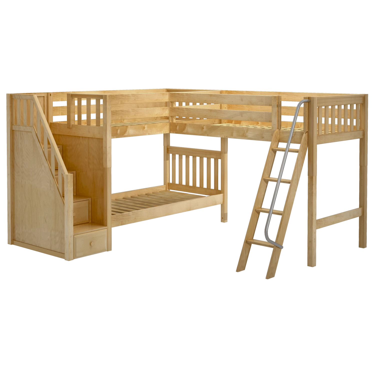 Maxtrix Twin Medium Corner Loft Bunk Bed With Ladder + Stairs - L 5 Maxtrix Twin Medium Corner Loft Bunk Bed With Ladder + Stairs - L - Image 3