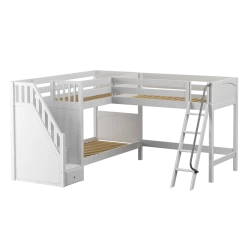 Maxtrix Twin Medium Corner Loft Bunk Bed With Ladder + Stairs - L 16 Maxtrix Twin Medium Corner Loft Bunk Bed With Ladder + Stairs - L -Kid Furniture TRIVIUM WP 2f69f5ae 2931 47b6 89c8 4ac0400baf99