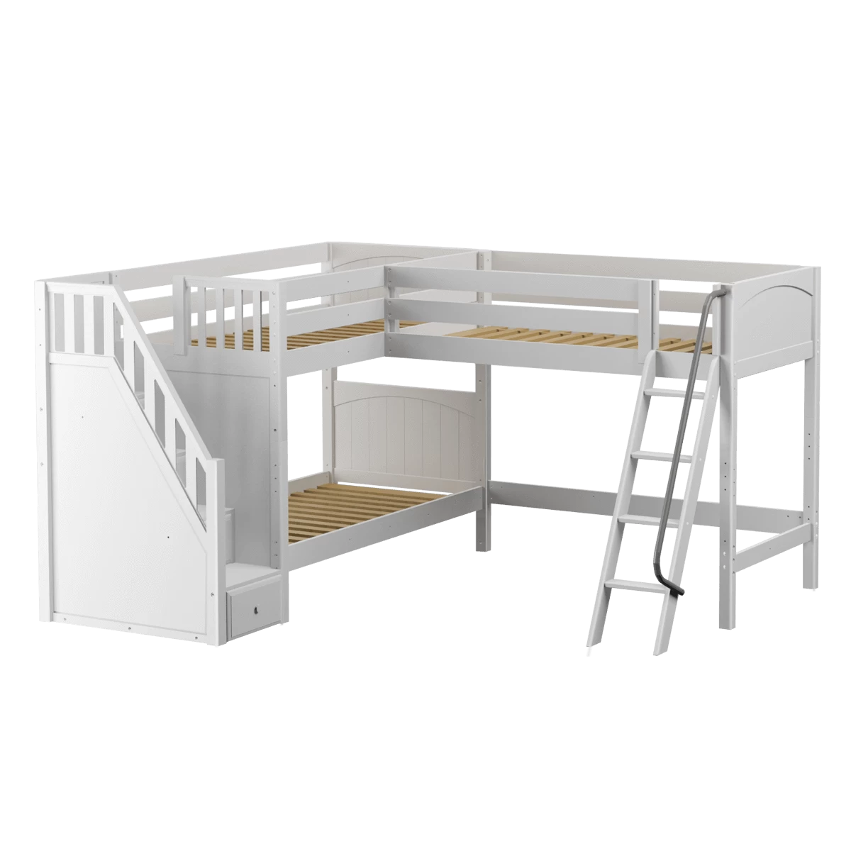 Maxtrix Twin Medium Corner Loft Bunk Bed With Ladder + Stairs - L 7 Maxtrix Twin Medium Corner Loft Bunk Bed With Ladder + Stairs - L - Image 5