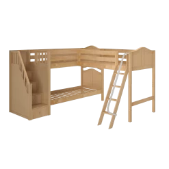 Maxtrix Twin Medium Corner Loft Bunk Bed With Ladder + Stairs - L 21 Maxtrix Twin Medium Corner Loft Bunk Bed With Ladder + Stairs - L -Kid Furniture TRIVIUM NC