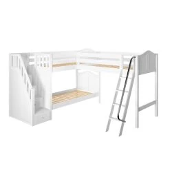 Maxtrix Twin Medium Corner Loft Bunk Bed With Ladder + Stairs - L 13 Maxtrix Twin Medium Corner Loft Bunk Bed With Ladder + Stairs - L -Kid Furniture TRIVIUM WC