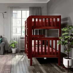 Maxtrix Twin XL High Bunk Bed -Kid Furniture Tall chestnut end view 1575914001248 656x656 crop center e5d0c7e9 c8f8 487a b7f9 d18d89ad8988
