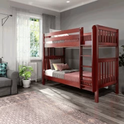 Maxtrix Twin XL High Bunk Bed -Kid Furniture Tall chestnut side view 1575914001241 656x656 crop center f9357c2d 7511 4705 a6ae 0225e3c137a1