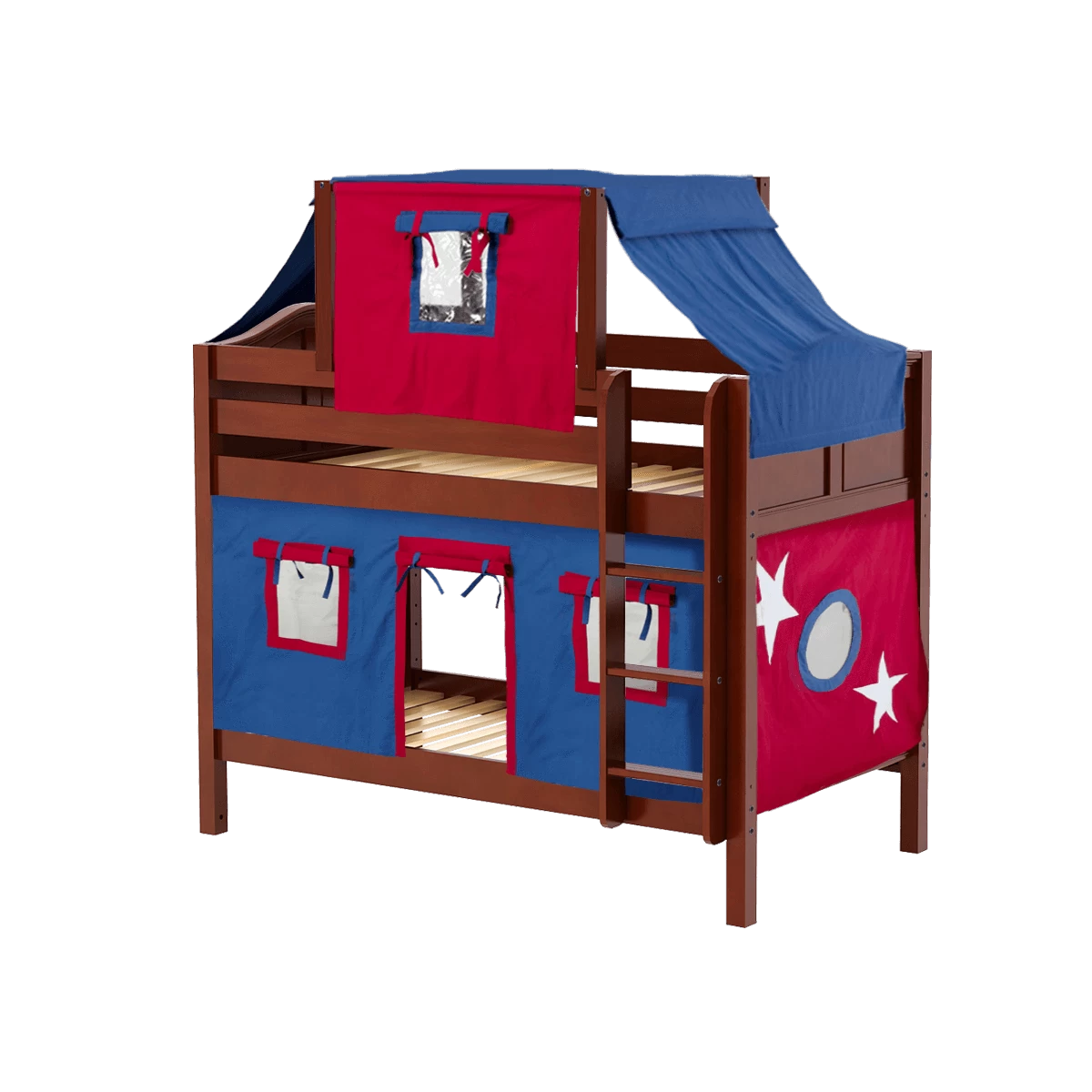 Maxtrix Twin Low Bunk Bed With Straight Ladder, Top Tent + Curtain 17 Maxtrix Twin Low Bunk Bed With Straight Ladder, Top Tent + Curtain - Image 15