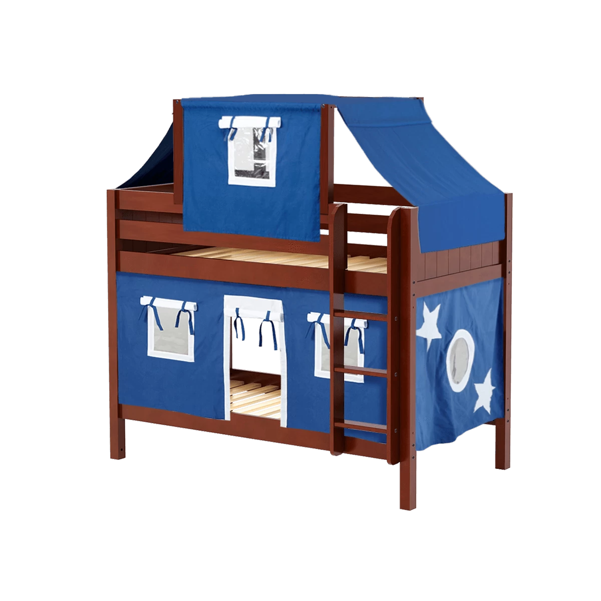 Maxtrix Twin Low Bunk Bed With Straight Ladder, Top Tent + Curtain 7 Maxtrix Twin Low Bunk Bed With Straight Ladder, Top Tent + Curtain - Image 5