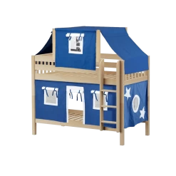 Maxtrix Twin Low Bunk Bed With Straight Ladder, Top Tent + Curtain 27 Maxtrix Twin Low Bunk Bed With Straight Ladder, Top Tent + Curtain -Kid Furniture WHATNOT22 NS