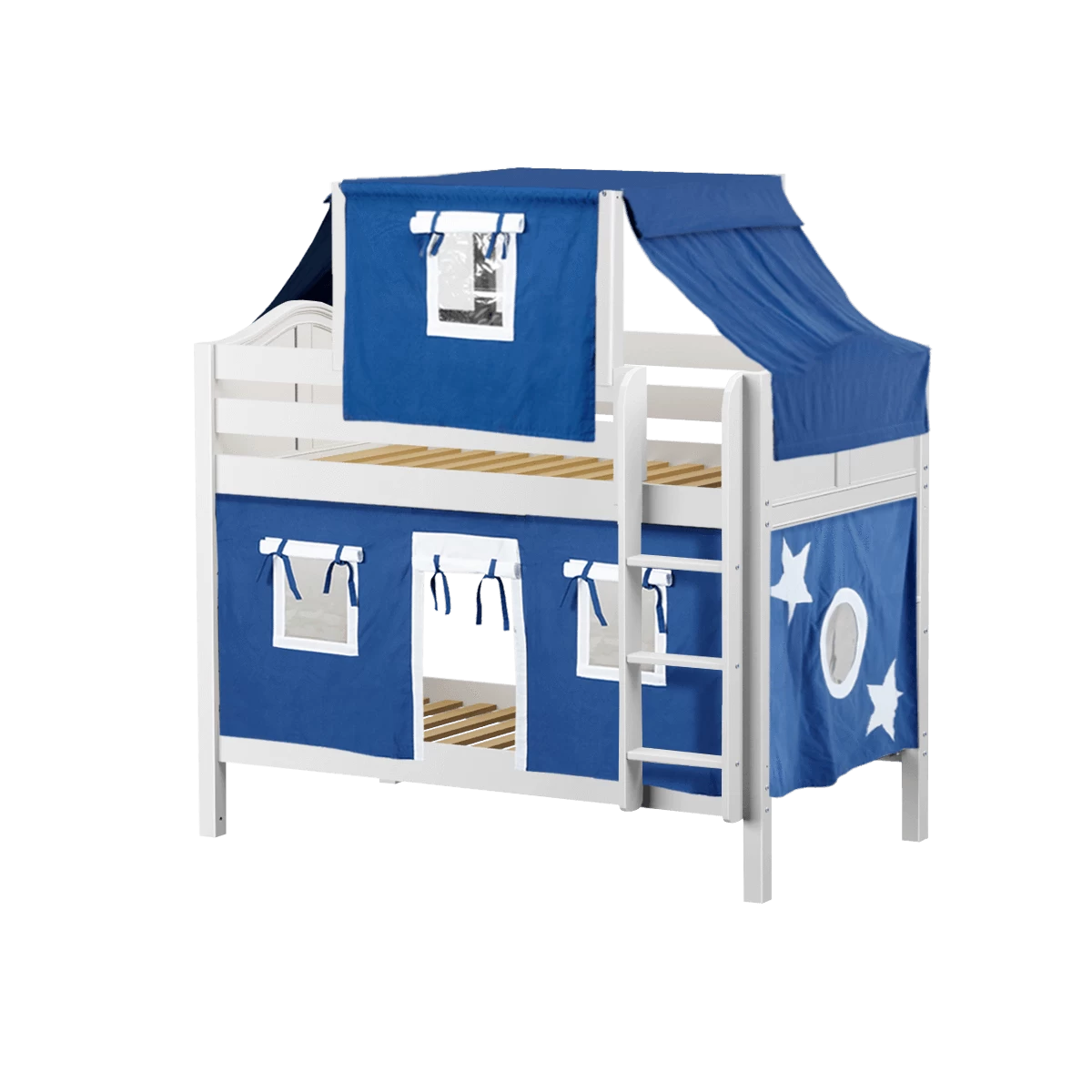 Maxtrix Twin Low Bunk Bed With Straight Ladder, Top Tent + Curtain 16 Maxtrix Twin Low Bunk Bed With Straight Ladder, Top Tent + Curtain - Image 14