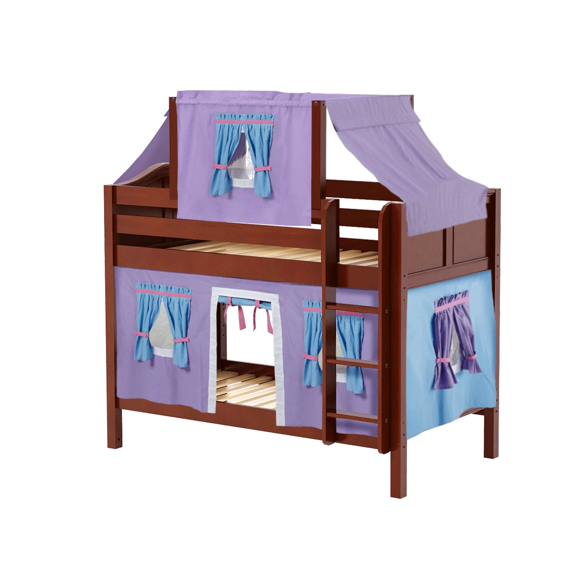 Maxtrix Twin Low Bunk Bed With Straight Ladder, Top Tent + Curtain 10 Maxtrix Twin Low Bunk Bed With Straight Ladder, Top Tent + Curtain - Image 8