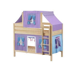 Maxtrix Twin Low Bunk Bed With Straight Ladder, Top Tent + Curtain 30 Maxtrix Twin Low Bunk Bed With Straight Ladder, Top Tent + Curtain -Kid Furniture WHATNOT27 NP