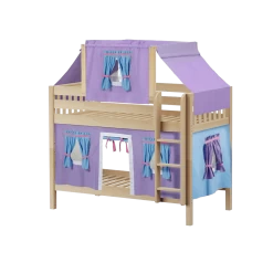 Maxtrix Twin Low Bunk Bed With Straight Ladder, Top Tent + Curtain 39 Maxtrix Twin Low Bunk Bed With Straight Ladder, Top Tent + Curtain -Kid Furniture WHATNOT27 NS