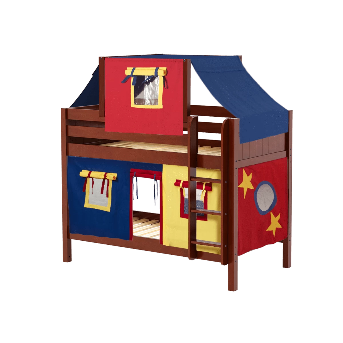 Maxtrix Twin Low Bunk Bed With Straight Ladder, Top Tent + Curtain 13 Maxtrix Twin Low Bunk Bed With Straight Ladder, Top Tent + Curtain - Image 11